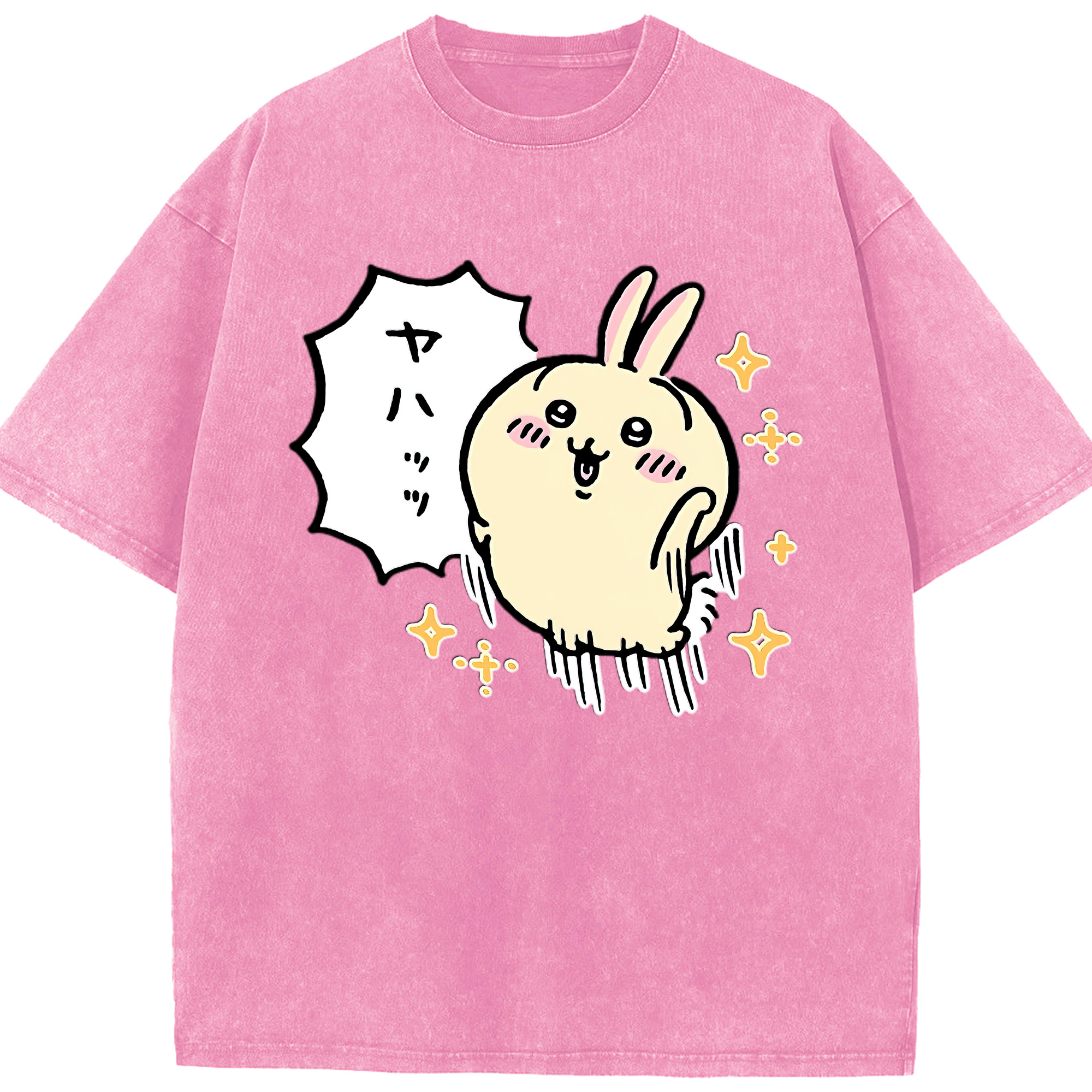 （画像用） ちいかわ うさぎ Chii-kawa usagi 綿100% ヴィンテージ風 半袖Tシャツ（フロントプリント）